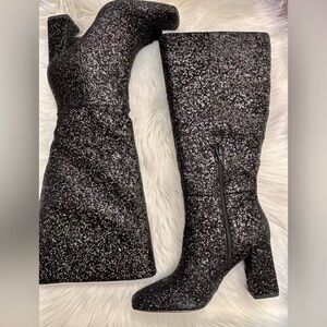 New Wide Calf Corkys Black Glitter YOLO Boots Size 7